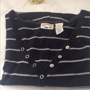 Caribbean Joe  Black and Silver strip top size M